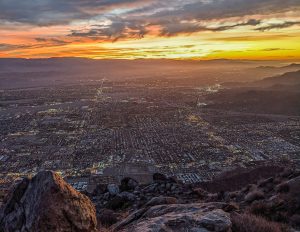 Sunrise over the Coachella Valley, California during my Cactus to Clouds hike